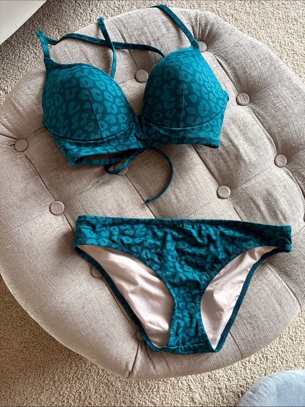 Shade & Shore Teal Leopard Print Bikini Set